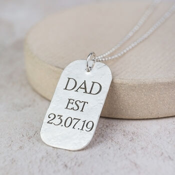 Sterling Silver Mens Personalised Dog Tag Pendant, 2 of 3