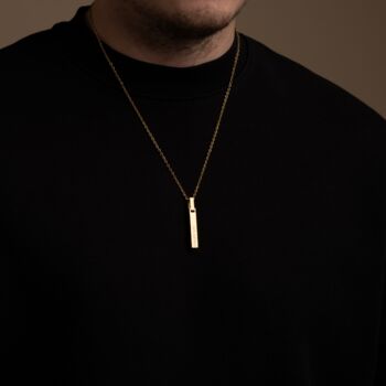 Engraved Four Sided Name Bar Pendant Necklace, 4 of 6