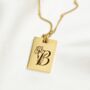 Personalised Birth Flower And Initial Tag Necklace, thumbnail 3 of 12