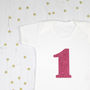 First Birthday Glitter Number One Baby Grow, thumbnail 2 of 6