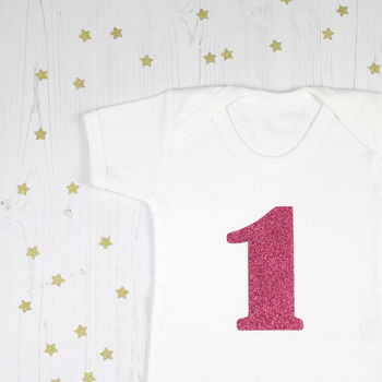First Birthday Glitter Number One Baby Grow, 2 of 6