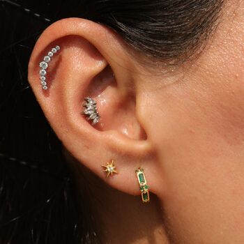 Emerald Margot Crystal Huggie Hoop Earrings, 2 of 6