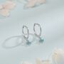 Extra Tiny Hydrangea Flower Cz Huggie Hoop Earrings In Sterling Silver, thumbnail 6 of 10