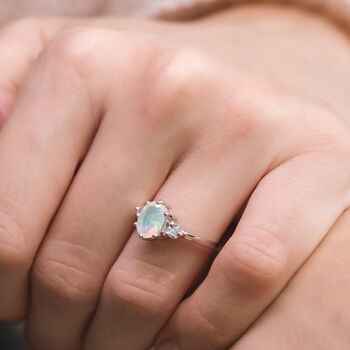 Opal Ring In Sterling Silver And Gold Vermeil, 3 of 9