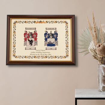 Framed Personalised Double Coat Of Arms Scroll, 2 of 3