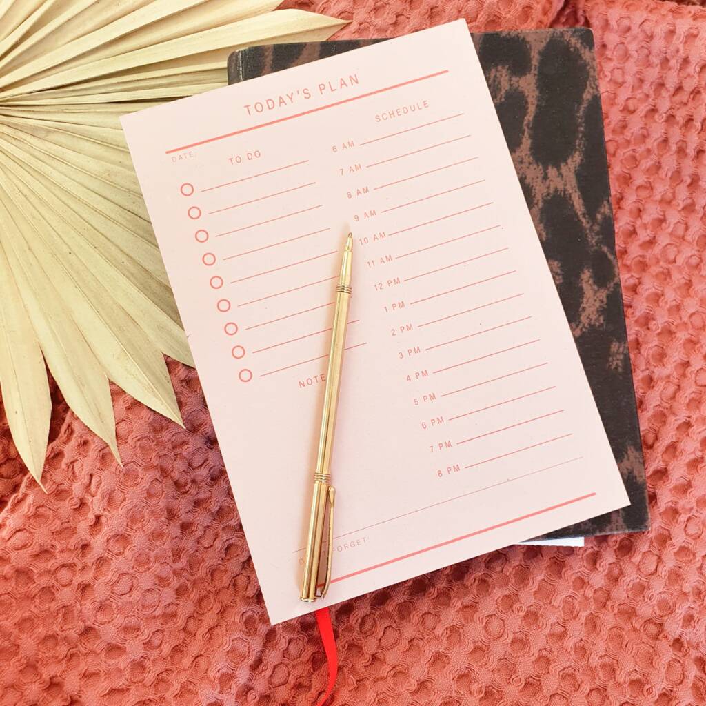 Practical Pink Daily And Hourly Planner Pad A5 By Once Upon a Tuesday