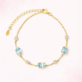 Blue Topaz Bracelet In Sterling Silver And Gold, 7 of 12