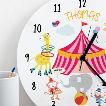 Circus Themed Personalised Funfair Bedroom Clock, 3 of 5