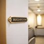 Classic Brass Washroom Door Plaque With Black Finish, thumbnail 2 of 5