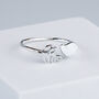 Sterling Silver Bird And Leaf Adjustable Ring, thumbnail 4 of 6