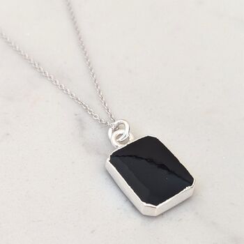 'The Rectangle' Black Onyx Sterling Silver Necklace, 2 of 8