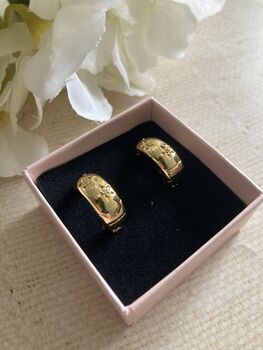 18 K Gold Plated Chunky Star Huggie Hoop Earrings, 6 of 8
