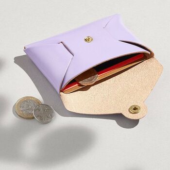 Personalised Lilac Leather Card + Coin Purse, 5 of 6