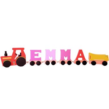 Personalised Kids Tractor Wooden Train Set, 5 of 8