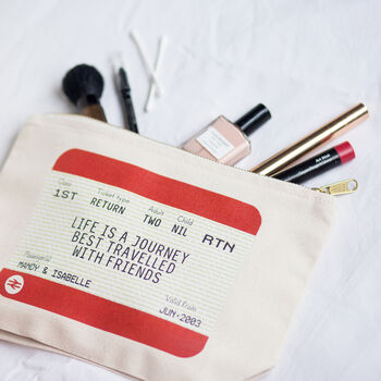 Personalised Train Ticket Friendship Make Up Bag, 4 of 5