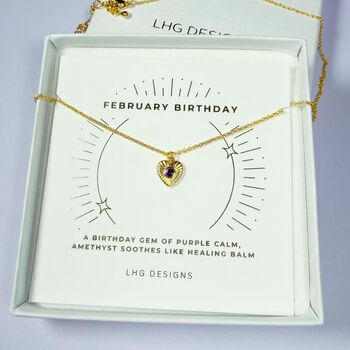 February Heart Birthstone Necklace Gift, 3 of 7
