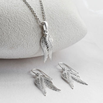 Sterling Silver Angel Wings Dangly Earrings, 6 of 7