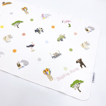 Personalised Safari Print Baby Blanket, 3 of 6