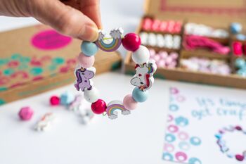 Personalised Unicorn Rainbow Wooden Bead Making Kit, 6 of 9