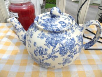 Six Cup Teapot In Blue Imari Peony Design, 2 of 6