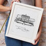 Personalised And Framed Hand Drawn Wedding Venue Print, thumbnail 1 of 5