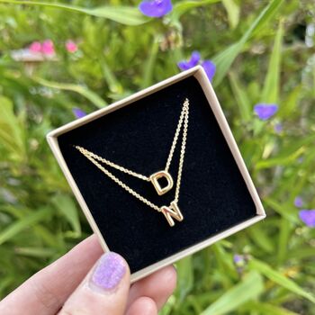 Layered Initial Gold Necklace Dainty Letter Necklace Personalised Gift For Her Name Necklace Delicate Jewellery, 3 of 3