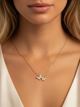 Women's Butterfly Necklace In 18k Gold, Butterfly Jewellery Gift, 2 of 4