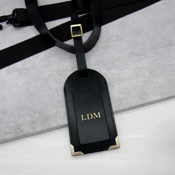 Couples Personalised Handmade Leather Luggage Tag Set, 4 of 9