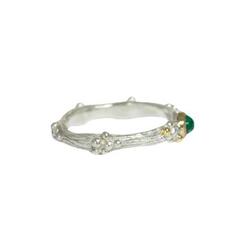 Emerald Woodland Ring, Silver And Gold Nature Ring, 3 of 7