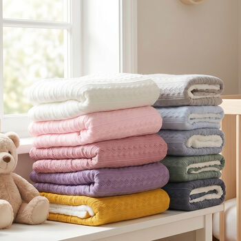 Personalised Knitted Mustard Baby Blanket, 4 of 10