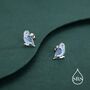 Sterling Silver Blue Enamel Budgie Stud Earring, thumbnail 4 of 12