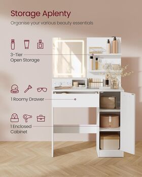 LED Vanity Table Makeup Desk With Power Outlet, 3 of 6