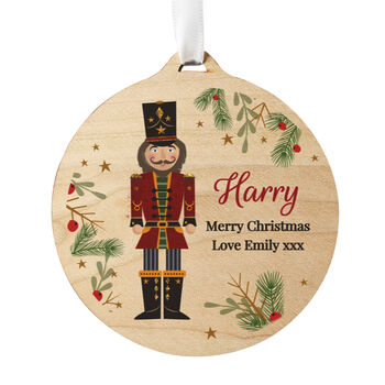 Personalised Christmas Nutcracker Wooden Bauble, 5 of 5