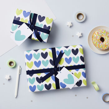 Blue Heart Wrapping Paper Set, 5 of 6