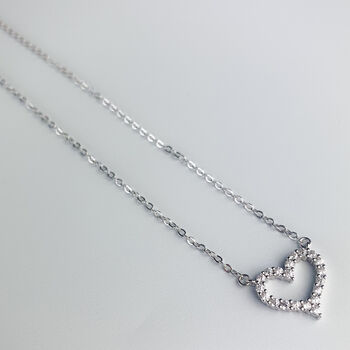 Sterling Silver Crystal Heart Pendant Necklace, 3 of 5