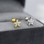 Sterling Silver Cz Flower Barbell Earrings, thumbnail 2 of 12