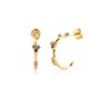 18k Gold Plated Encrusted Stone Hoop Earrings, thumbnail 2 of 3