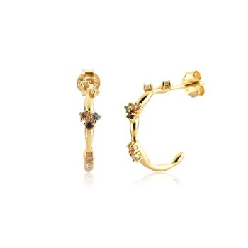 18k Gold Plated Encrusted Stone Hoop Earrings, 2 of 3