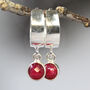 Real Ruby Huggie Earrings In Gold Or Silver, thumbnail 11 of 12