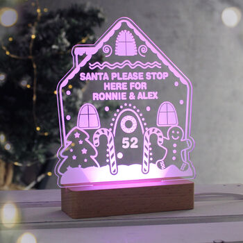 Personalised Gingerbread House Wooden Based LED Christmas Light, 7 of 10
