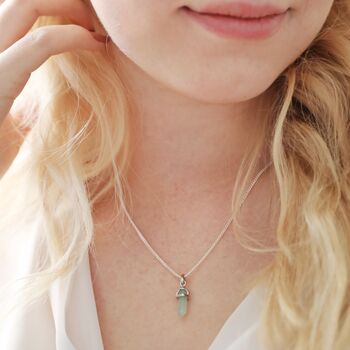 Green Aventurine Crystal Point Pendant Necklace, 7 of 10