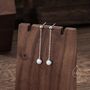 White Opal With Chain Dangle Stud Earrings, thumbnail 1 of 12