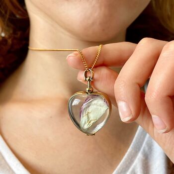 Gold Heart Locket Necklace For Gemstones, 3 of 9