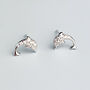 Sterling Silver Crystal Dolphin Stud Earrings, thumbnail 1 of 5