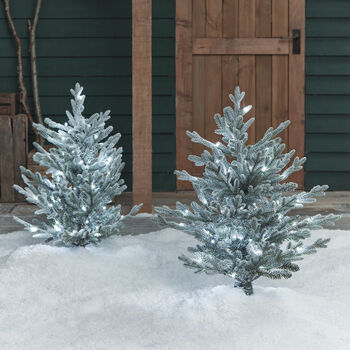 Two 3ft Dual LED Snowy Outdoor Christmas Tree Stakes, 2 of 4