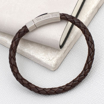 Personalised Hexagonal Clasp Leather Bracelet, 3 of 8