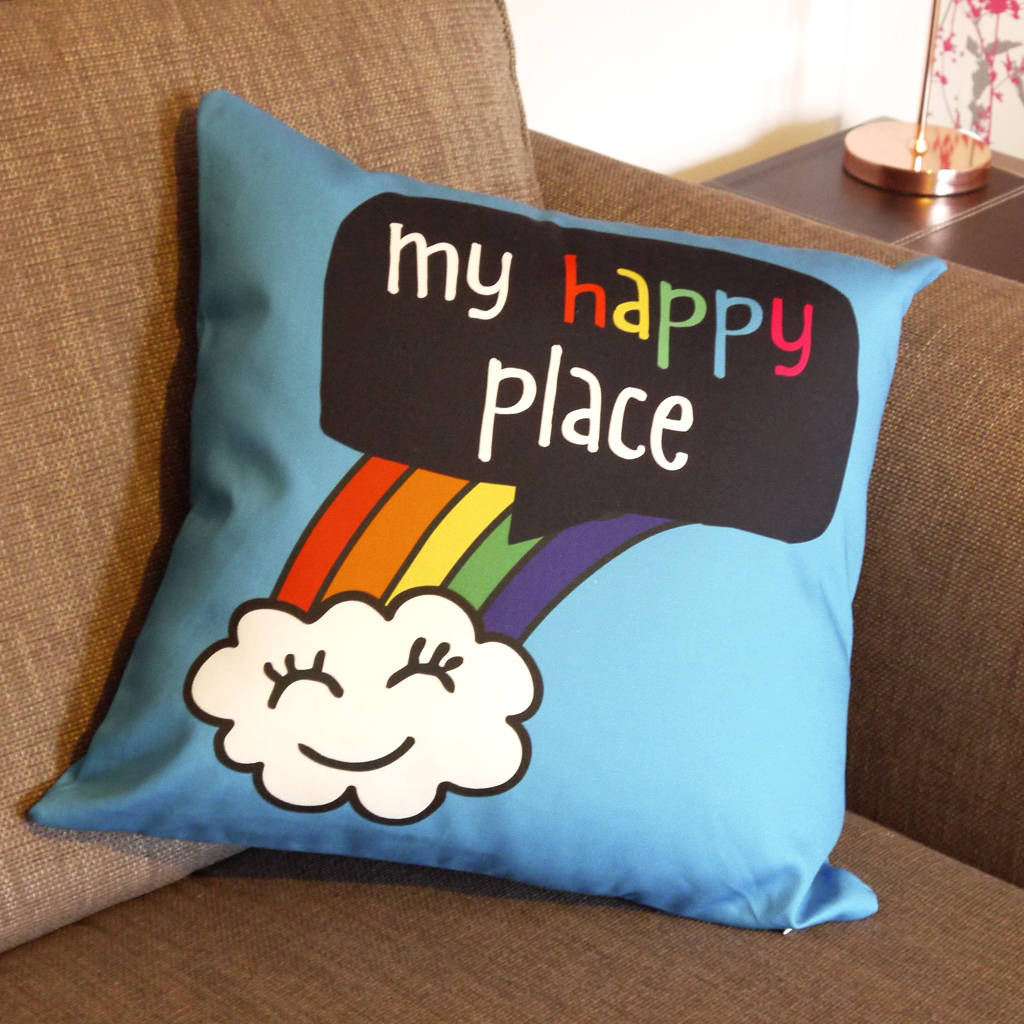 Colourful My Happy Place Cushion Cover By Poppy Lane