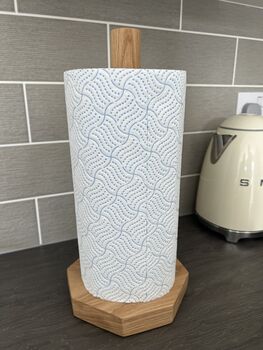 Solid Oak Hexagonal Kitchen Roll Holder, 2 of 2
