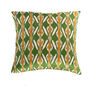 Green And Orange Ikat Velvet Cushion Cover 50x50cm, thumbnail 1 of 5