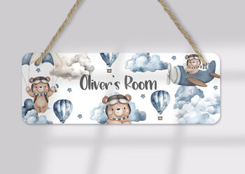 Kids Personalised Bear Theme Bedroom Door Sign, 2 of 2